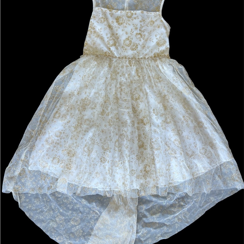 NWT Elegant Gold and White Kids Dress, size 6x